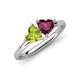 4 - Francesca 2.05 ctw Heart Shape (6.00 mm) Peridot & Rhodolite Garnet Toi Et Moi Engagement Ring 