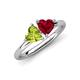 4 - Francesca 1.75 ctw Heart Shape (6.00 mm) Peridot & Lab Created Ruby Toi Et Moi Engagement Ring 