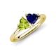 4 - Francesca 1.85 ctw Heart Shape (6.00 mm) Peridot & Lab Created Blue Sapphire Toi Et Moi Engagement Ring 