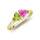 4 - Francesca 1.85 ctw Heart Shape (6.00 mm) Peridot & Lab Created Pink Sapphire Toi Et Moi Engagement Ring 