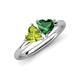 4 - Francesca 1.70 ctw Heart Shape (6.00 mm) Peridot & Lab Created Emerald Toi Et Moi Engagement Ring 