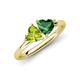 4 - Francesca 1.70 ctw Heart Shape (6.00 mm) Peridot & Lab Created Emerald Toi Et Moi Engagement Ring 