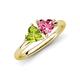 4 - Francesca 1.75 ctw Heart Shape (6.00 mm) Peridot & Pink Tourmaline Toi Et Moi Engagement Ring 