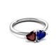 3 - Francesca 1.85 ctw Heart Shape (6.00 mm) Red Garnet & Lab Created Blue Sapphire Toi Et Moi Engagement Ring 