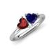4 - Francesca 1.85 ctw Heart Shape (6.00 mm) Red Garnet & Lab Created Blue Sapphire Toi Et Moi Engagement Ring 