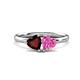 1 - Francesca 1.85 ctw Heart Shape (6.00 mm) Red Garnet & Lab Created Pink Sapphire Toi Et Moi Engagement Ring 