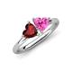 4 - Francesca 1.85 ctw Heart Shape (6.00 mm) Red Garnet & Lab Created Pink Sapphire Toi Et Moi Engagement Ring 