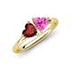 4 - Francesca 1.85 ctw Heart Shape (6.00 mm) Red Garnet & Lab Created Pink Sapphire Toi Et Moi Engagement Ring 