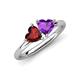 4 - Francesca 1.63 ctw Heart Shape (6.00 mm) Red Garnet & Amethyst Toi Et Moi Engagement Ring 