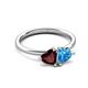 3 - Francesca 1.95 ctw Heart Shape (6.00 mm) Red Garnet & Blue Topaz Toi Et Moi Engagement Ring 