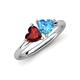 4 - Francesca 1.95 ctw Heart Shape (6.00 mm) Red Garnet & Blue Topaz Toi Et Moi Engagement Ring 