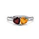 1 - Francesca 1.63 ctw Heart Shape (6.00 mm) Red Garnet & Citrine Toi Et Moi Engagement Ring 