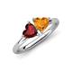 4 - Francesca 1.63 ctw Heart Shape (6.00 mm) Red Garnet & Citrine Toi Et Moi Engagement Ring 