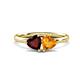 1 - Francesca 1.63 ctw Heart Shape (6.00 mm) Red Garnet & Citrine Toi Et Moi Engagement Ring 