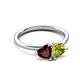 3 - Francesca 1.90 ctw Heart Shape (6.00 mm) Red Garnet & Peridot Toi Et Moi Engagement Ring 