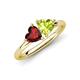 4 - Francesca 1.90 ctw Heart Shape (6.00 mm) Red Garnet & Peridot Toi Et Moi Engagement Ring 