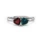 1 - Francesca 1.95 ctw Heart Shape (6.00 mm) Red Garnet & London Blue Topaz Toi Et Moi Engagement Ring 