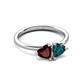3 - Francesca 1.95 ctw Heart Shape (6.00 mm) Red Garnet & London Blue Topaz Toi Et Moi Engagement Ring 