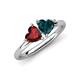 4 - Francesca 1.95 ctw Heart Shape (6.00 mm) Red Garnet & London Blue Topaz Toi Et Moi Engagement Ring 