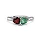 1 - Francesca 1.70 ctw Heart Shape (6.00 mm) Red Garnet & Lab Created Alexandrite Toi Et Moi Engagement Ring 