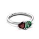 3 - Francesca 1.70 ctw Heart Shape (6.00 mm) Red Garnet & Lab Created Alexandrite Toi Et Moi Engagement Ring 