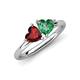 4 - Francesca 1.70 ctw Heart Shape (6.00 mm) Red Garnet & Lab Created Alexandrite Toi Et Moi Engagement Ring 