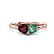 1 - Francesca 1.70 ctw Heart Shape (6.00 mm) Red Garnet & Lab Created Alexandrite Toi Et Moi Engagement Ring 