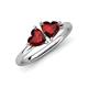 4 - Francesca 1.90 ctw Heart Shape (6.00 mm) Red Garnet Toi Et Moi Engagement Ring 