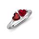 4 - Francesca 1.75 ctw Heart Shape (6.00 mm) Red Garnet & Lab Created Ruby Toi Et Moi Engagement Ring 