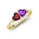 4 - Francesca 1.63 ctw Heart Shape (6.00 mm) Red Garnet & Amethyst Toi Et Moi Engagement Ring 