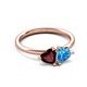 3 - Francesca 1.95 ctw Heart Shape (6.00 mm) Red Garnet & Blue Topaz Toi Et Moi Engagement Ring 