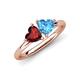 4 - Francesca 1.95 ctw Heart Shape (6.00 mm) Red Garnet & Blue Topaz Toi Et Moi Engagement Ring 