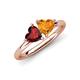 4 - Francesca 1.63 ctw Heart Shape (6.00 mm) Red Garnet & Citrine Toi Et Moi Engagement Ring 