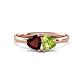 1 - Francesca 1.90 ctw Heart Shape (6.00 mm) Red Garnet & Peridot Toi Et Moi Engagement Ring 