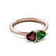 3 - Francesca 1.70 ctw Heart Shape (6.00 mm) Red Garnet & Lab Created Emerald Toi Et Moi Engagement Ring 