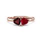 1 - Francesca 1.75 ctw Heart Shape (6.00 mm) Red Garnet & Lab Created Ruby Toi Et Moi Engagement Ring 