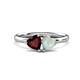 1 - Francesca 1.40 ctw Heart Shape (6.00 mm) Red Garnet & Opal Toi Et Moi Engagement Ring 