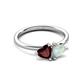 3 - Francesca 1.40 ctw Heart Shape (6.00 mm) Red Garnet & Opal Toi Et Moi Engagement Ring 