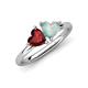 4 - Francesca 1.40 ctw Heart Shape (6.00 mm) Red Garnet & Opal Toi Et Moi Engagement Ring 