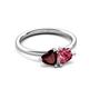 3 - Francesca 1.75 ctw Heart Shape (6.00 mm) Red Garnet & Pink Tourmaline Toi Et Moi Engagement Ring 