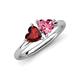 4 - Francesca 1.75 ctw Heart Shape (6.00 mm) Red Garnet & Pink Tourmaline Toi Et Moi Engagement Ring 