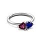 3 - Francesca 2.00 ctw Heart Shape (6.00 mm) Rhodolite Garnet & Lab Created Blue Sapphire Toi Et Moi Engagement Ring 