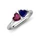 4 - Francesca 2.00 ctw Heart Shape (6.00 mm) Rhodolite Garnet & Lab Created Blue Sapphire Toi Et Moi Engagement Ring 