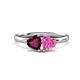 1 - Francesca 2.00 ctw Heart Shape (6.00 mm) Rhodolite Garnet & Lab Created Pink Sapphire Toi Et Moi Engagement Ring 