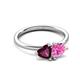 3 - Francesca 2.00 ctw Heart Shape (6.00 mm) Rhodolite Garnet & Lab Created Pink Sapphire Toi Et Moi Engagement Ring 
