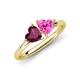 4 - Francesca 2.00 ctw Heart Shape (6.00 mm) Rhodolite Garnet & Lab Created Pink Sapphire Toi Et Moi Engagement Ring 