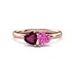 1 - Francesca 2.00 ctw Heart Shape (6.00 mm) Rhodolite Garnet & Lab Created Pink Sapphire Toi Et Moi Engagement Ring 