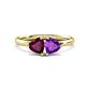 1 - Francesca 1.78 ctw Heart Shape (6.00 mm) Rhodolite Garnet & Amethyst Toi Et Moi Engagement Ring 