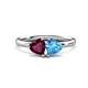 1 - Francesca 2.10 ctw Heart Shape (6.00 mm) Rhodolite Garnet & Blue Topaz Toi Et Moi Engagement Ring 