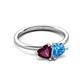3 - Francesca 2.10 ctw Heart Shape (6.00 mm) Rhodolite Garnet & Blue Topaz Toi Et Moi Engagement Ring 